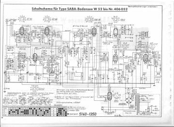 SABA Bodensee W52 ;after Ser No 406051 schematic circuit diagram